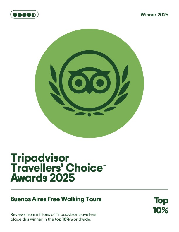 Tripadvisor Travellers' Choice Award 2025, recognizing BA Walking Tours among the top 10 percent worldwide
